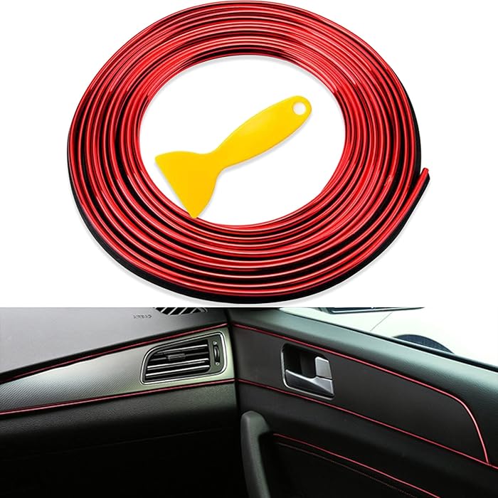 5Meter Cars Auto Accessories Dashboard Car Styling Interior Decoration Strips Molding Trim ( Red Color )