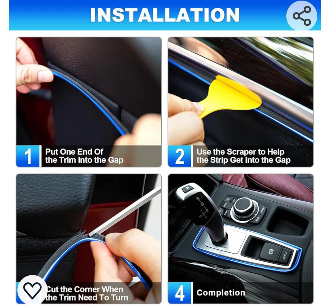 5Meter Cars Auto Accessories Dashboard Car Styling Interior Decoration Strips Molding Trim ( Red Color )